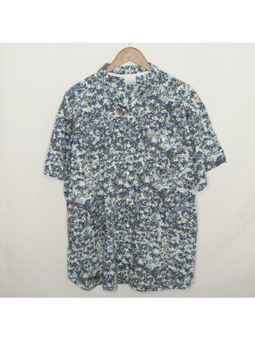 Columbia Men's XL Blue White Cotton Casual Short Sleeve Button Up Shirt